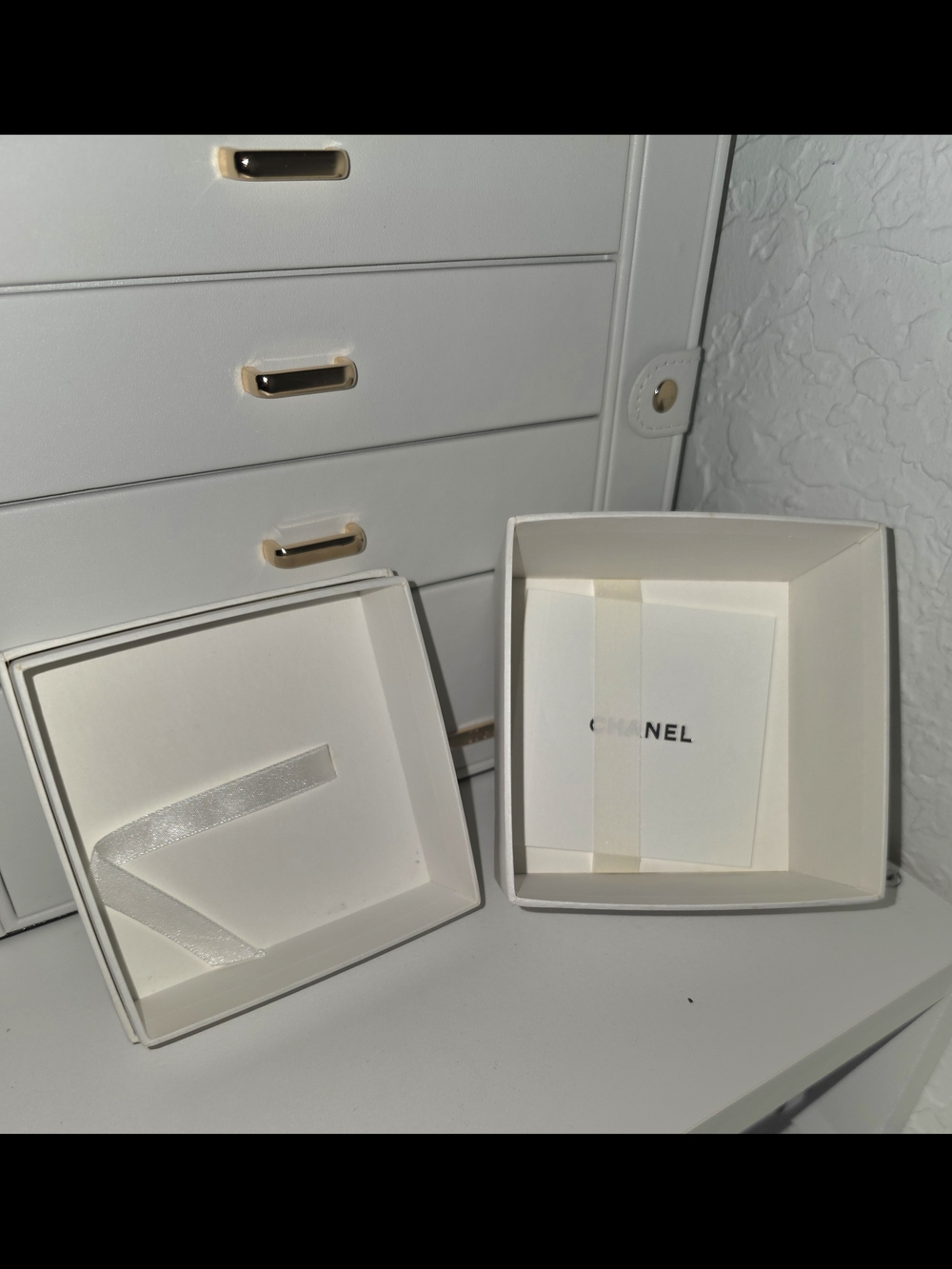 CHANEL Cream Jewelry Gift Box